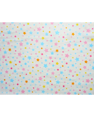 Tela japonesa. Estrellas de colores sobre fondo blanco