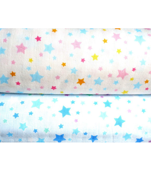 Tela japonesa. Estrellas azules sobre fondo azul