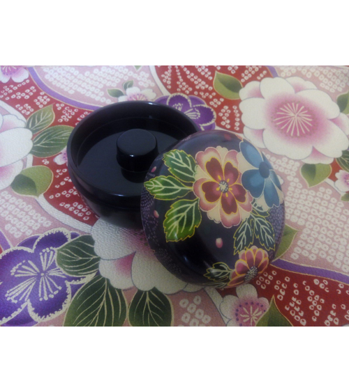 Cajita para té con motivos Yuzen en violeta