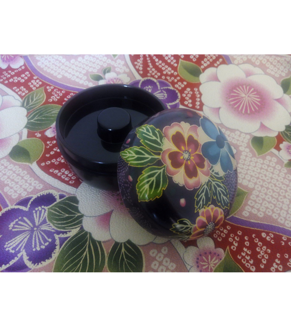 Cajita para té con motivos Yuzen en violeta