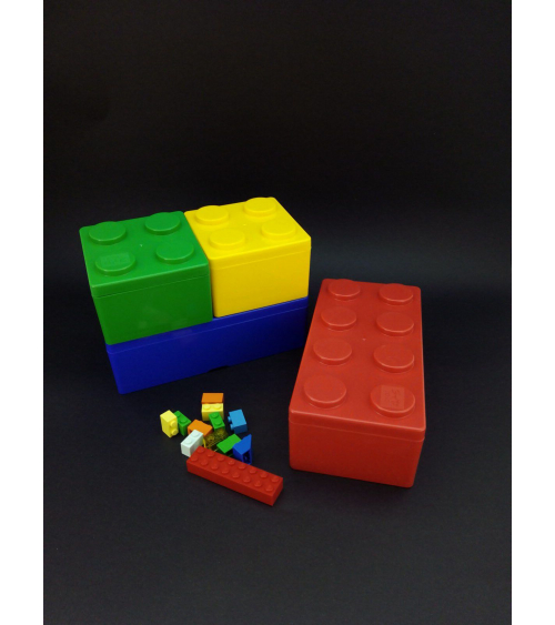 Bento box tipo Lego grande azul