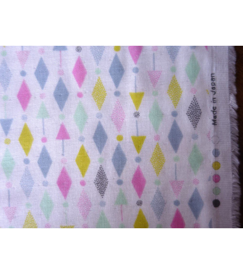Tela japonesa. Doble gasa diamantes alineados tonos pastel