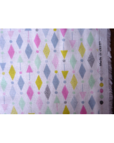 Tela japonesa. Doble gasa diamantes alineados tonos pastel