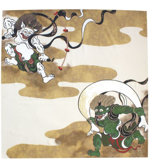 Furoshiki. Rajin y Fujin (48 cm x 48 cm)