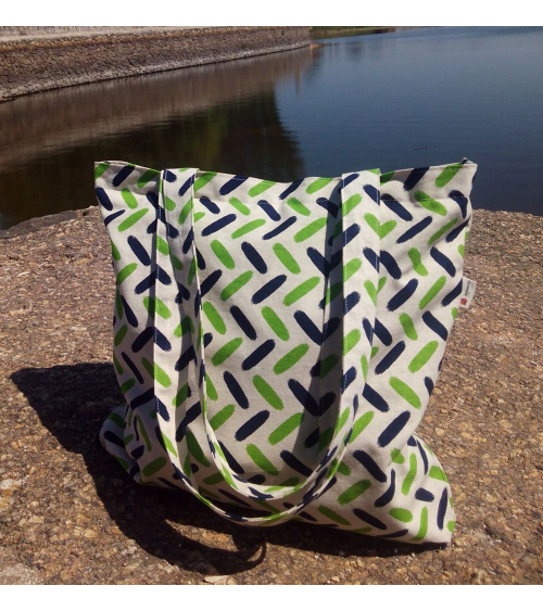 Bolso tote bag cremallera espigas verdes