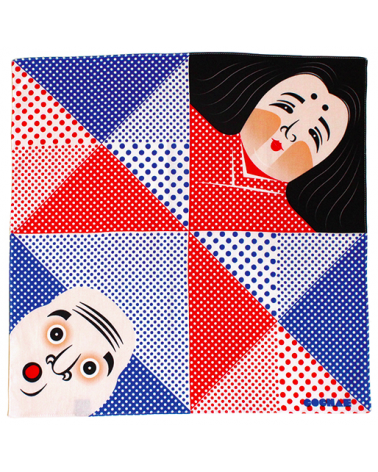 Furoshiki. Hyottoko & Okame (48 cm x 48 cm)