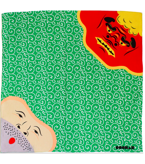 Furoshiki. Shishimai (danza del leon) & Ladrón (48 cm x 48 cm)