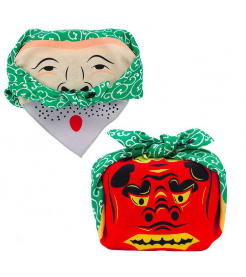 Furoshiki. Shishimai (danza del leon) & Ladrón (48 cm x 48 cm)