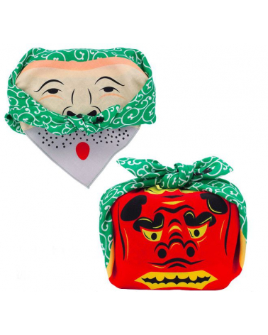 Furoshiki. Shishimai (danza del leon) & Ladrón (48 cm x 48 cm)