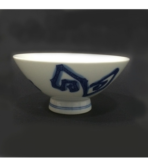 Bowl de porcelana con líneas en espiral y zig-zag