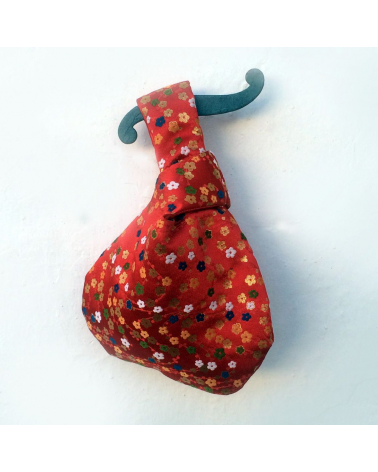 Bolso de mano japonés brocado rojo ume