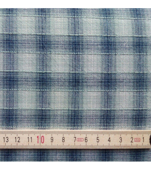 Tela japonesa. Yarn Dyed cuadros en azul