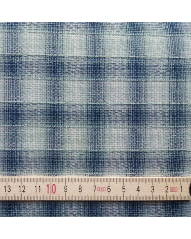 Tela japonesa. Yarn Dyed cuadros en azul
