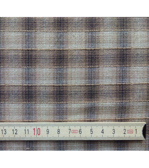 Tela japonesa. Yarn Dyed cuadros en marrones