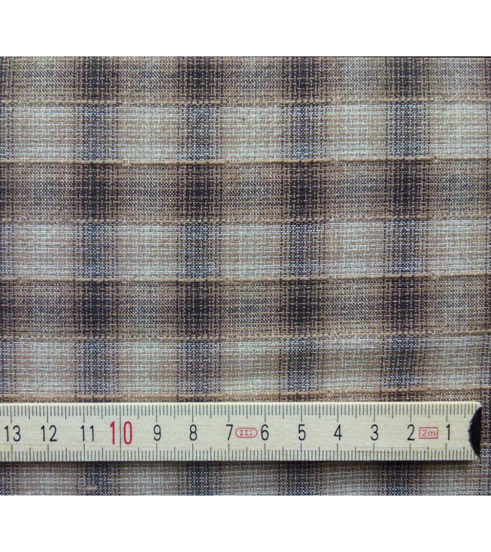 Tela japonesa. Yarn Dyed cuadros en marrones