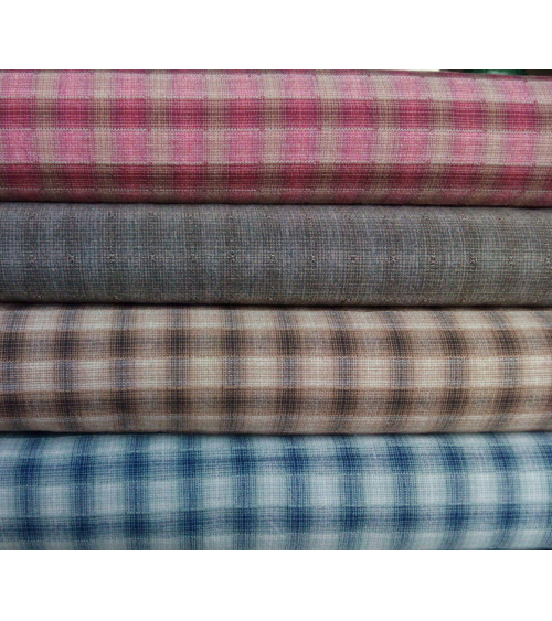 Tela japonesa. Yarn Dyed cuadros en marrones
