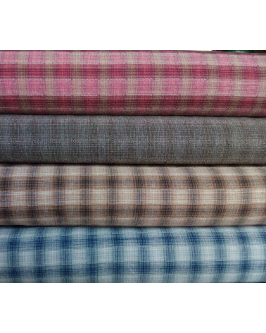 Tela japonesa. Yarn Dyed cuadros en marrones