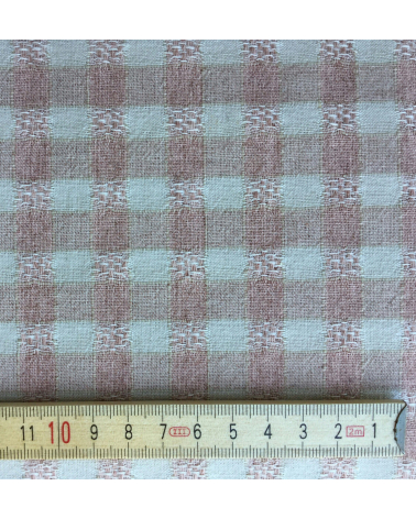 Tela japonesa tramada cuadros vichy rosa y beige