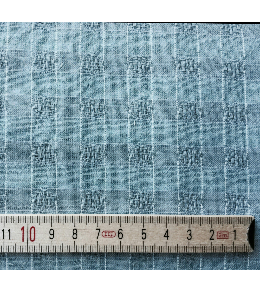 Vichy yarn dyed fabric in lead blue