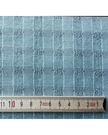 Vichy yarn dyed fabric in lead blue