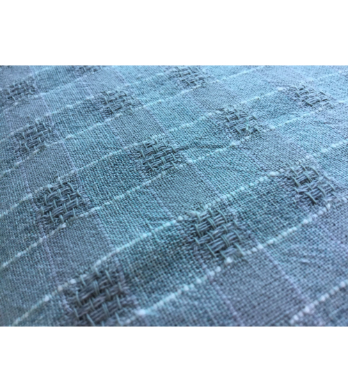Vichy yarn dyed fabric in lead blue