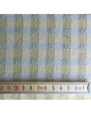 Tela japonesa tramada cuadros vichy vainilla y beige