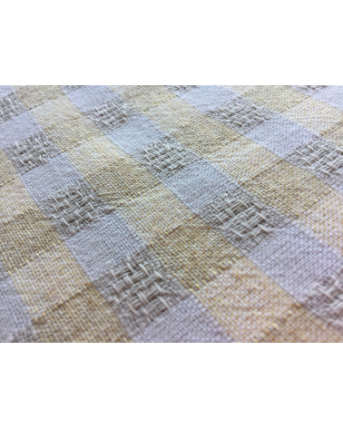Tela japonesa tramada cuadros vichy vainilla y beige