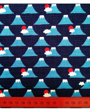Tela japonesa. Dobby Monte Fuji sobre Azul.