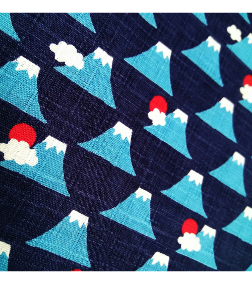 Japanese dobby fabric. Fuji-san over navy blue.