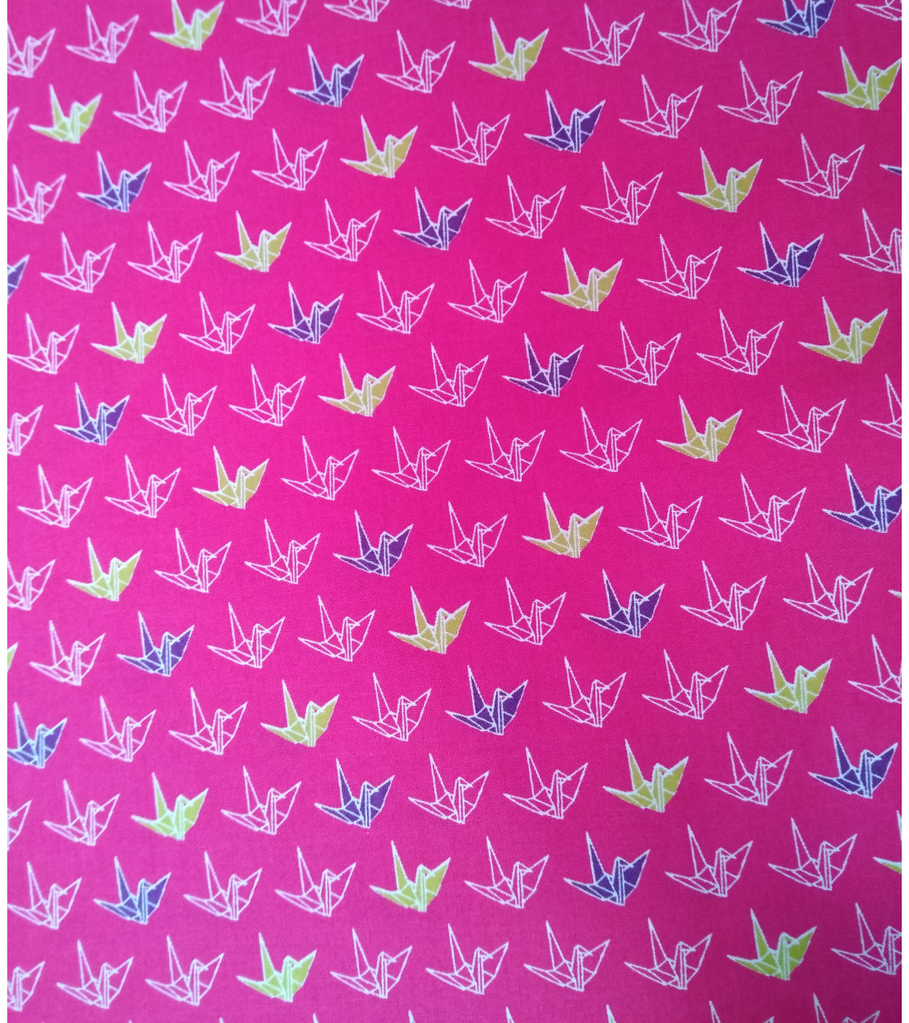 Japanese tsuru (cranes) over fuchsia