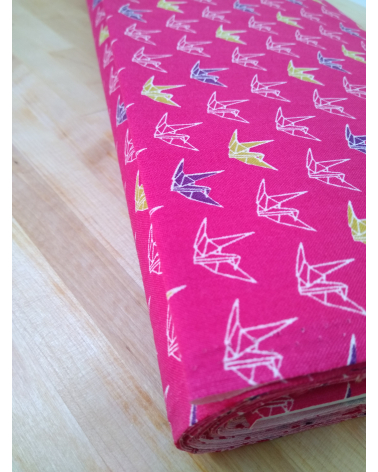 Japanese tsuru (cranes) over fuchsia