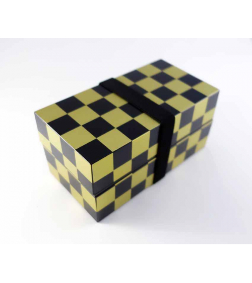 Bento box (Lunch box) damero dorado y negro