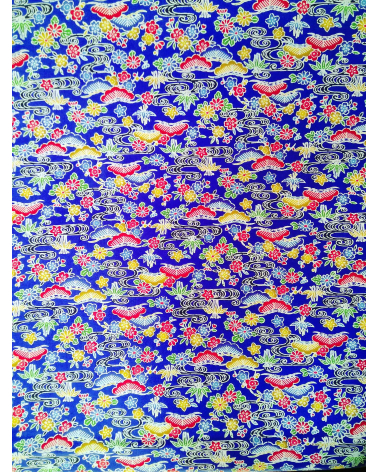 Tela japonesa. Bingata floral azul.