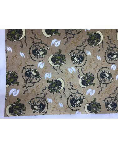 Chiyogami paper,  Fujin and Raijin over golden