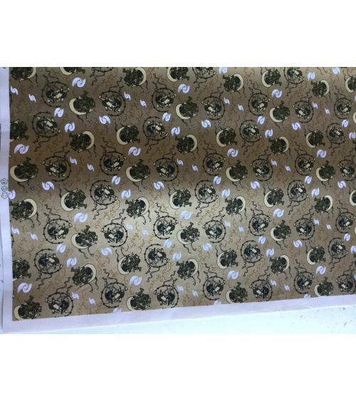 Chiyogami paper,  Fujin and Raijin over golden