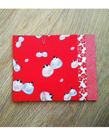 Origami paper kit in red. 2+2+2 pieces 13x13cm.