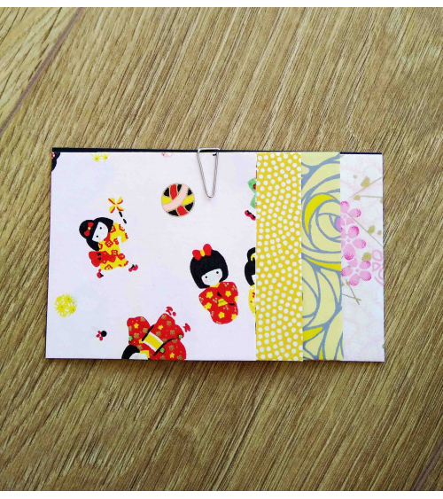 Kit papel origami 2+2+2+2 hojas. Rosa y amarillo. 7,5x7,5cm.