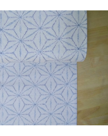 Tela japonesa serie Indigo. Asanoha sobre blanco roto.
