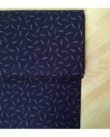 Japanese cotton fabric. Little chili peppers over indigo blue