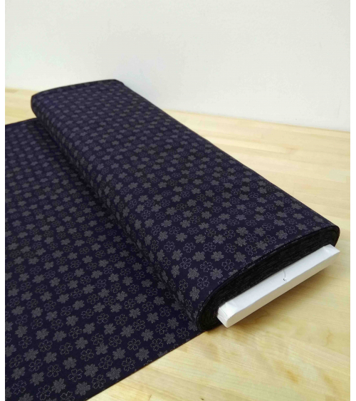 Japanese cotton fabric. Flowers over indigo blue