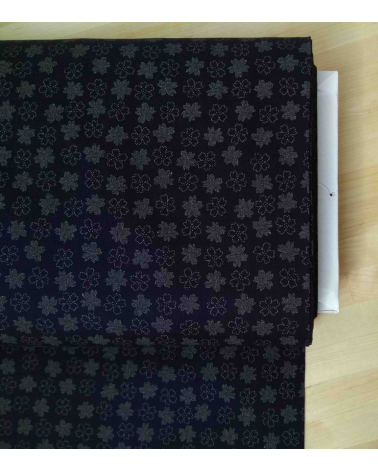 Japanese cotton fabric. Flowers over indigo blue