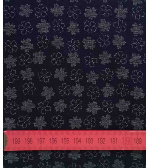 Japanese cotton fabric. Flowers over indigo blue