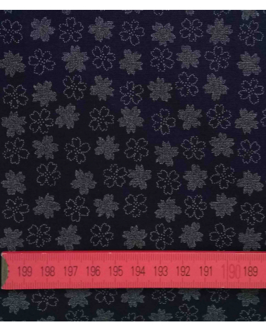 Japanese cotton fabric. Flowers over indigo blue