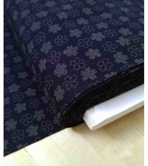 Japanese cotton fabric. Flowers over indigo blue