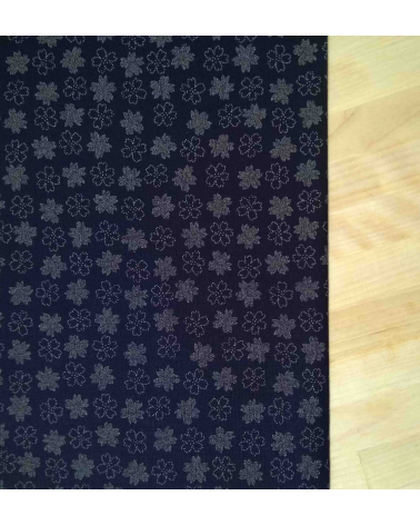 Japanese cotton fabric. Flowers over indigo blue