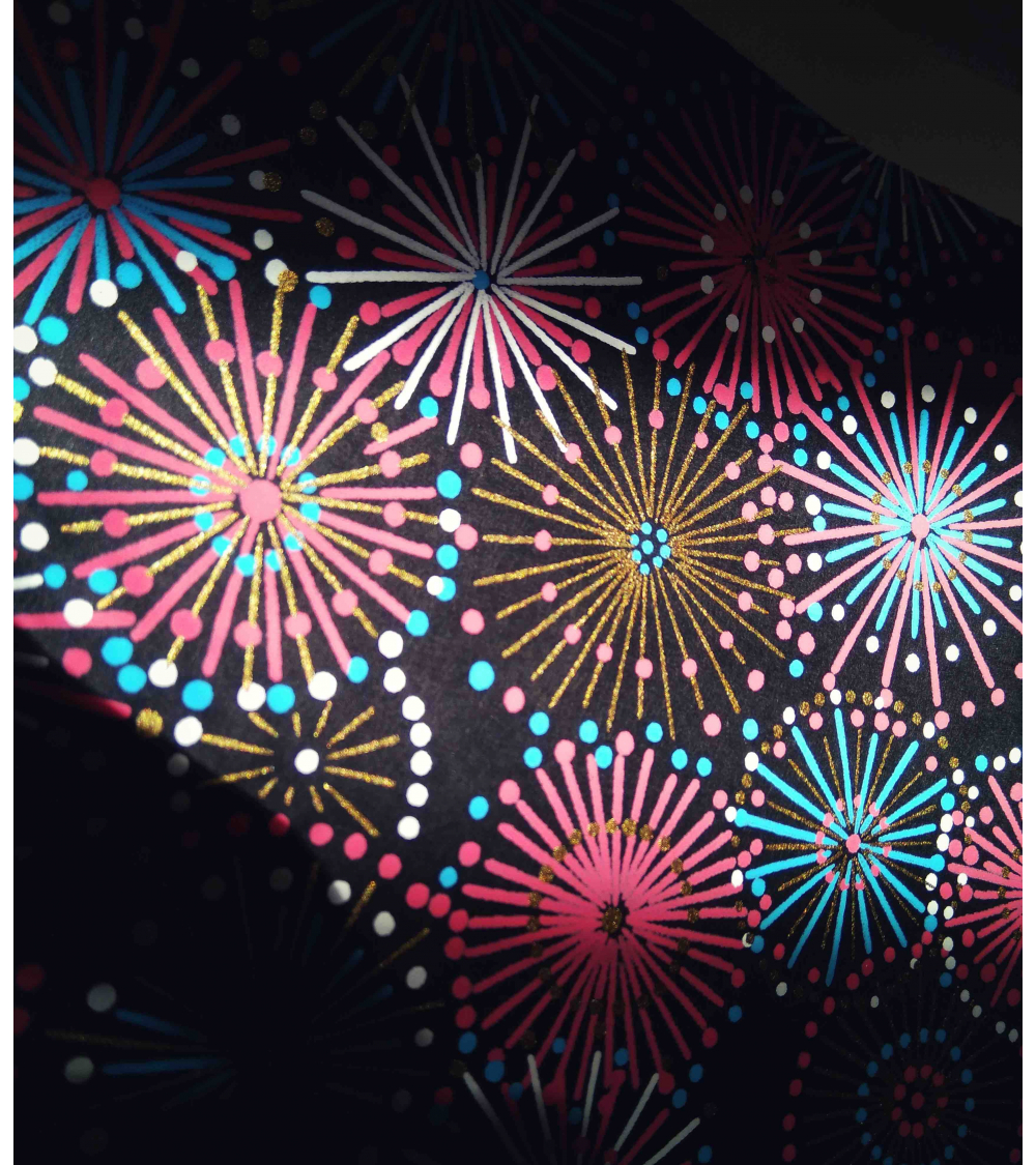 Chiyogami paper, fireworks over black