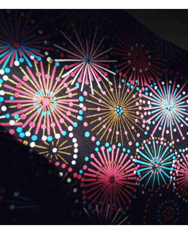 Chiyogami paper, fireworks over black