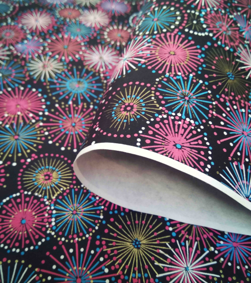 Chiyogami paper, fireworks over black