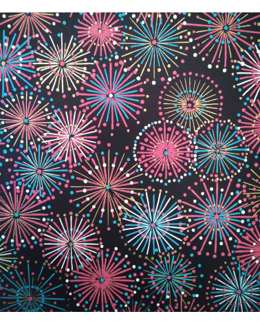 Chiyogami paper, fireworks over black