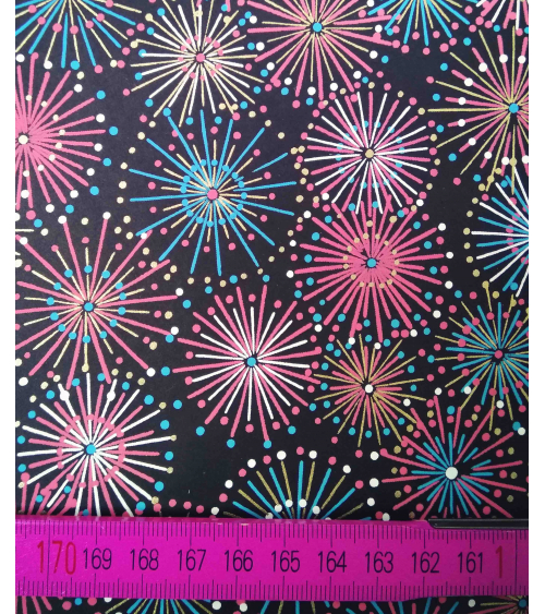 Chiyogami paper, fireworks over black